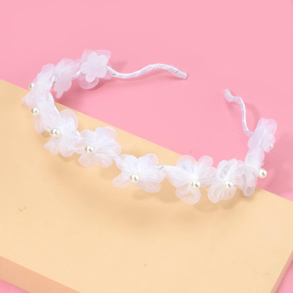 

Toddler Girls Mesh Hair Hoop, White