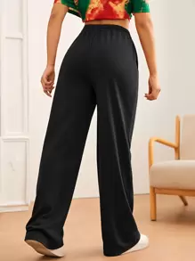 SHEIN Tall Solid Drawstring Waist Joggers - Black - View 2