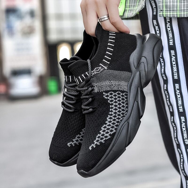 

Guys Knit Detail Lace-up Front Sneakers, Black