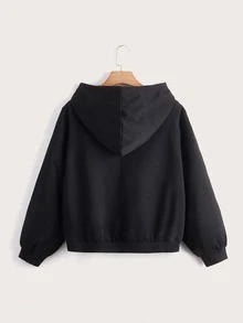 Plus Size Halloween Print Sweatshirt - Black - View 2