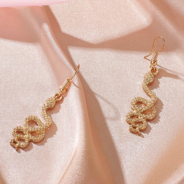 

Snake Design Drop Earrings, Gold