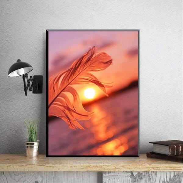 

Feather Print Diamond DIY Painting Without Frame, Multicolor