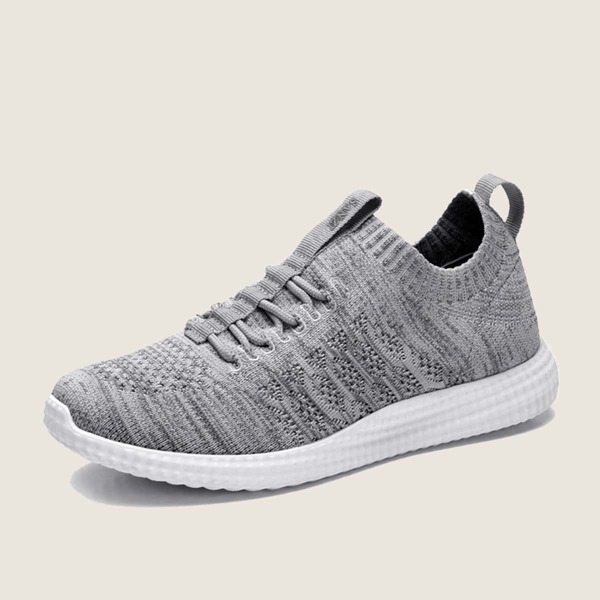 

Men Lace Up Decor Knit Sneakers, Grey
