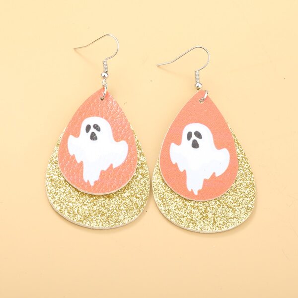 

Halloween Ghost Print Water Drop Earrings, Multicolor