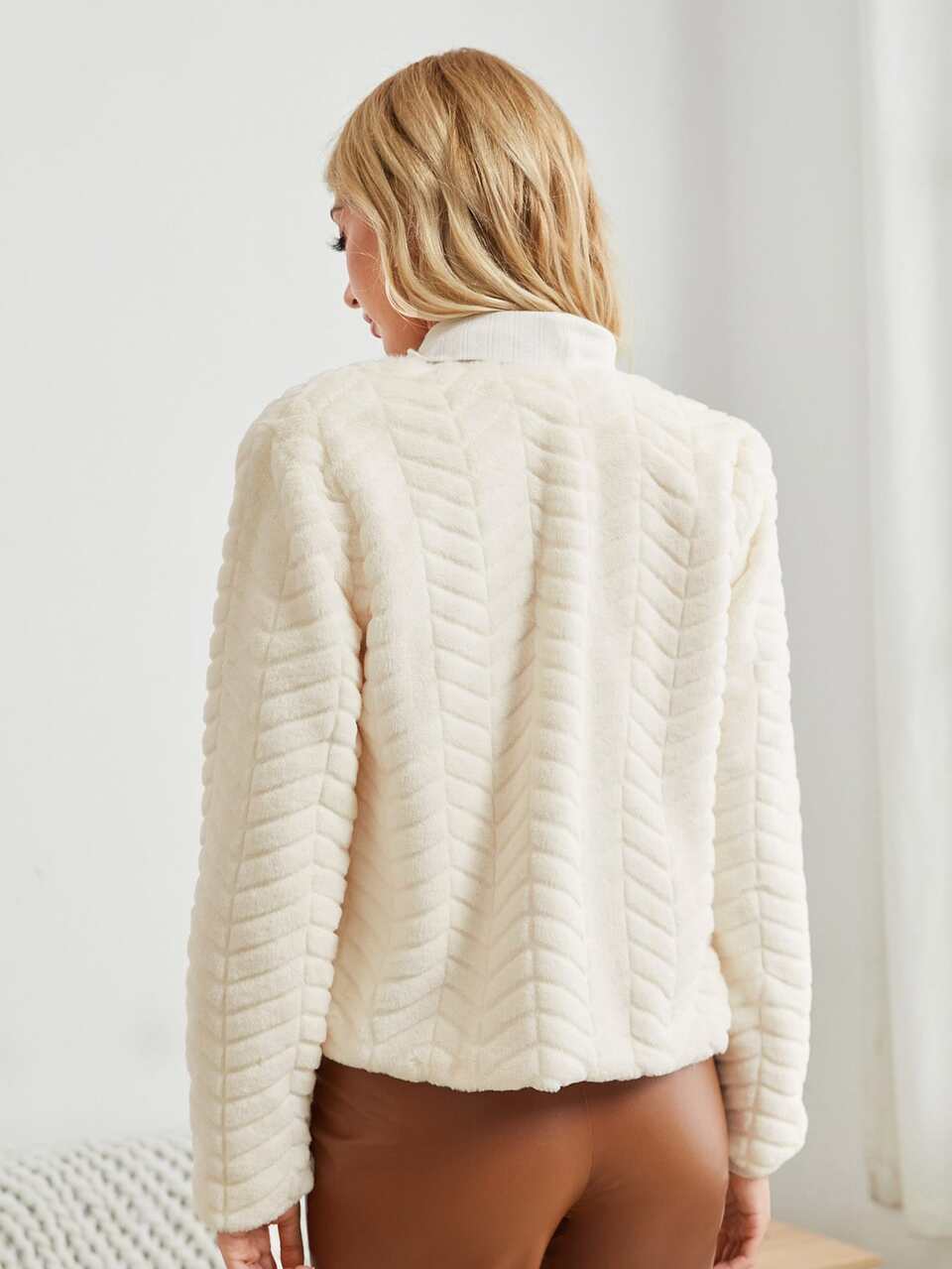 Solid Textured Teddy Coat