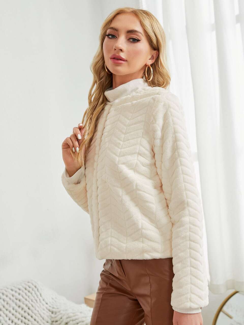 Solid Textured Teddy Coat