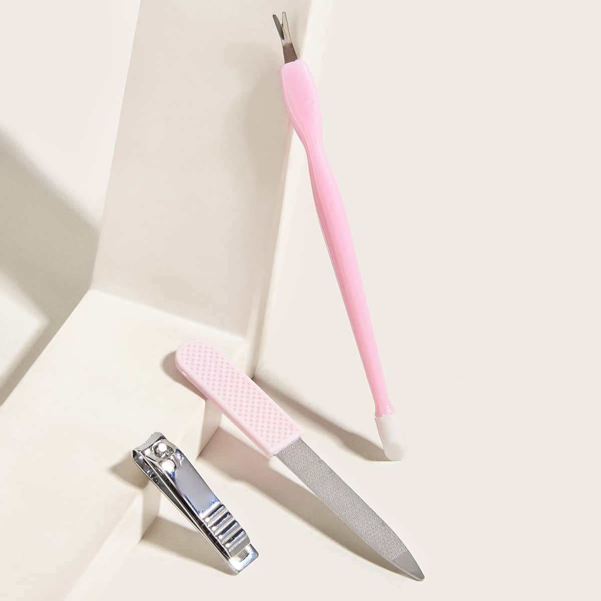 

3pcs Nail Tool Set, Pink