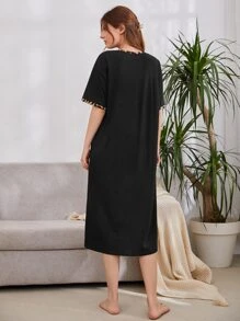 SHEIN Unity Váy ngủ & áo ngủ Nữ Tim Báo Dễ thương - màu đen - Xem 3