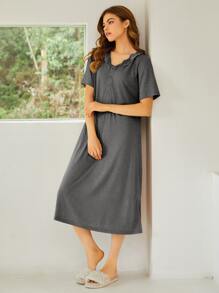 SHEIN Button Front Solid Nightdress
