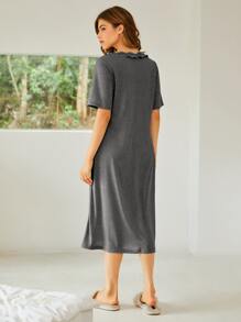 SHEIN Button Front Solid Nightdress