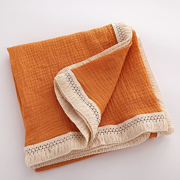 

Tassel Decor Baby Swaddling Blanket, Orange