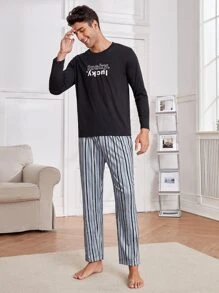 Hombres Pantalones de pijama de rayas - Multicolor - Ver 4