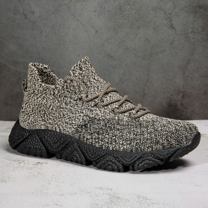 

Guys Minimalist Lace Up Decor Knit Sneakers, Khaki