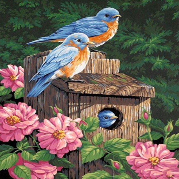 

Bird & Floral Print DIY Diamond Painting Without Frame, Multicolor