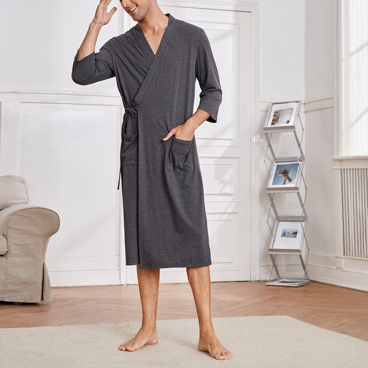 Домашний халат с карманами для мужчины