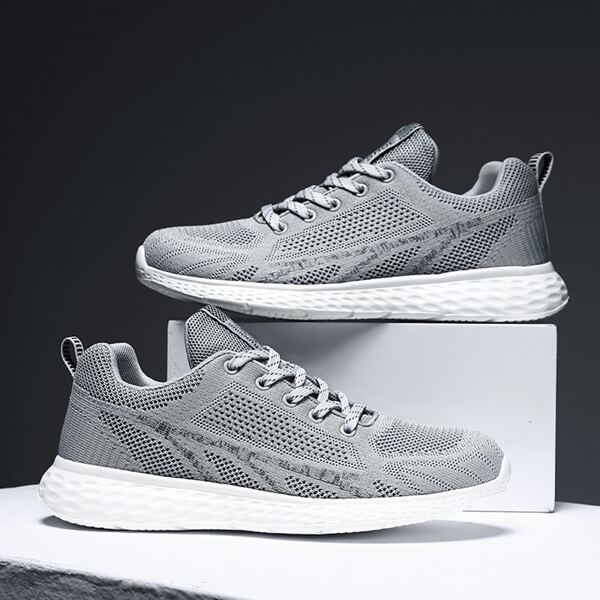 

Men Knit Detail Lace-up Front Sneakers, Grey