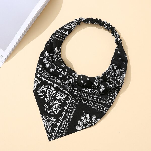 

Paisley Print Hair Band, Black