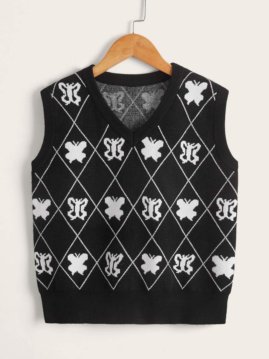 Áo len nữ Hình học Loại bướm Giải trí - màu đen - Xem 1