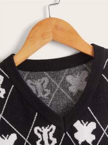 Áo len nữ Hình học Loại bướm Giải trí - màu đen - Xem 3