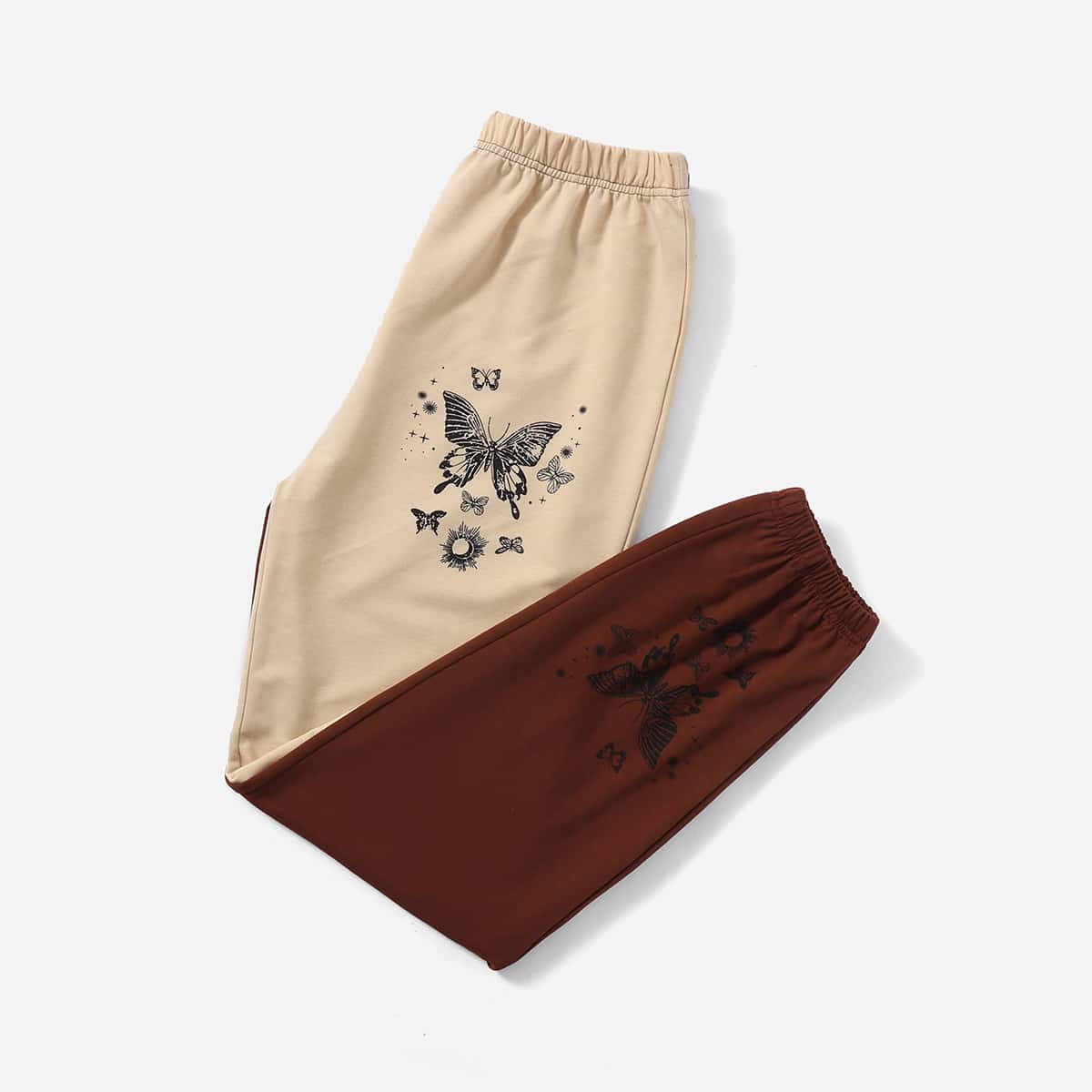 

Colorblock & Butterfly Print Sweatpants, Multicolor