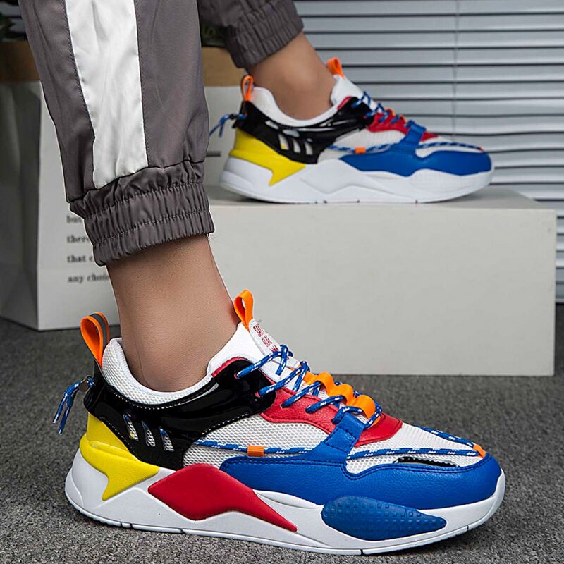 

Guys Colorblock Mesh Panel Lace-up Front Sneakers, Blue