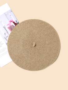 1入組素色貝雷帽 - 卡其色 - 查看 3