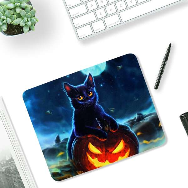 

Halloween Cat & Pumpkin Mouse Pad, Multicolor