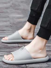 男士字母圖案拖鞋,室內家居拖鞋適合男士 - 灰色 - 查看 4