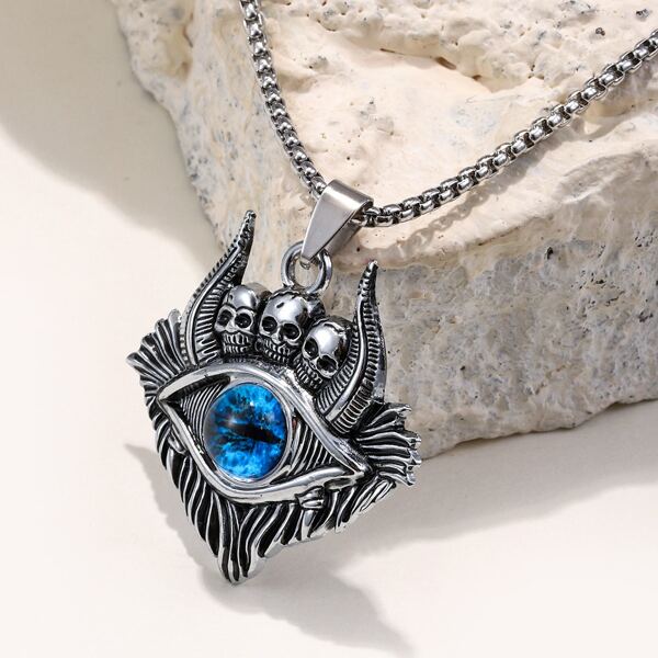 

Men Skull Charm Necklace, Silver