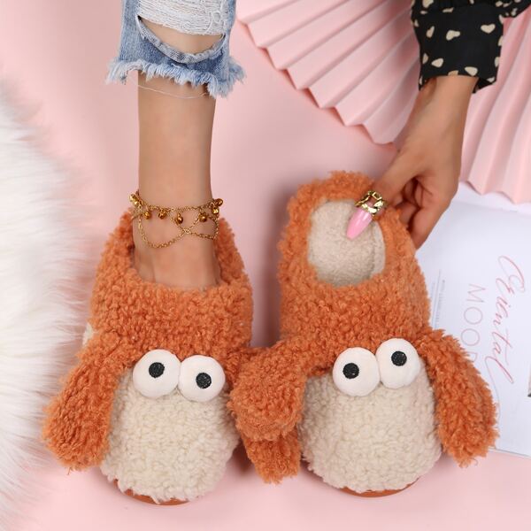 

Cartoon Design Fluffy Home Slippers, Orange