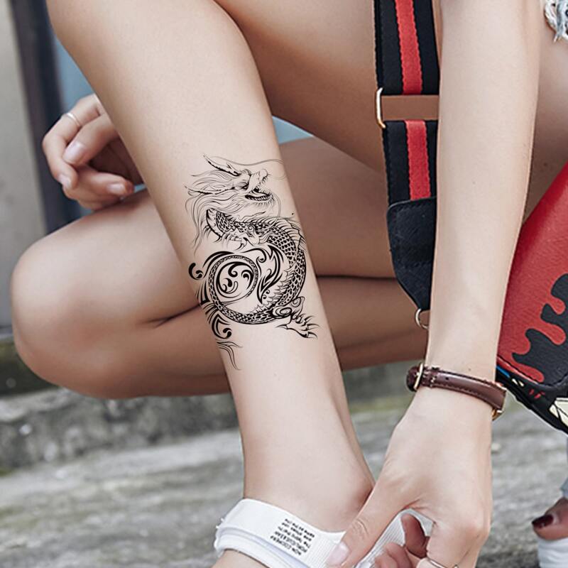 

1sheet Chinese Dragon Tattoo Sticker, Black