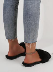 Dép lông vũ tối giản - màu đen - Xem 3