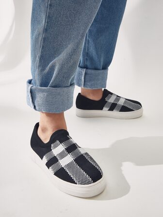 Cuccoo Everyday Collection Toddler Boys Gingham Graphic Slip-On Sneakers