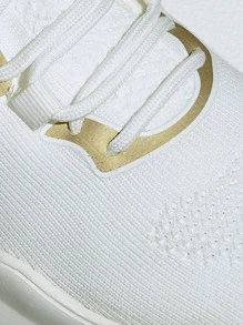 Lace Up Decor Knit Running Shoes Sports Shoes Casual Shoes - White - View 3