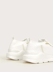 Lace Up Decor Knit Running Shoes Sports Shoes Casual Shoes - White - View 8