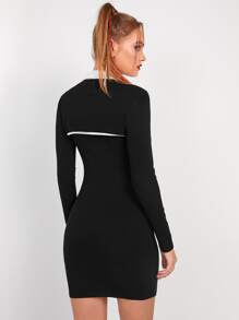 SHEIN ICON 拉鏈開襟超短款上衣和緊身洋裝