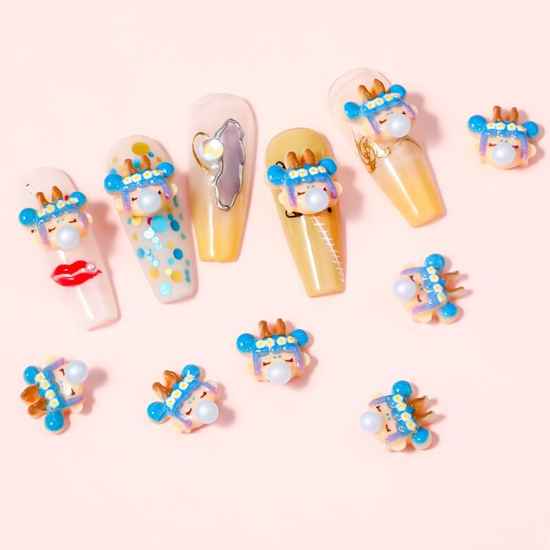 

10pcs Cartoon Girl Nail Art Decoration, Blue