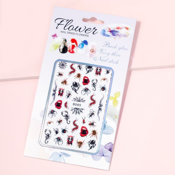 

1sheet Halloween Graphic Nail Art Sticker, Black