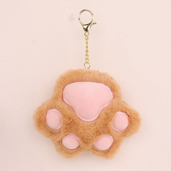 

Fuzzy Paw Design Bag Charm, Khaki