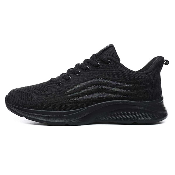 

Men Lace-up Front Knit Sneakers, Black