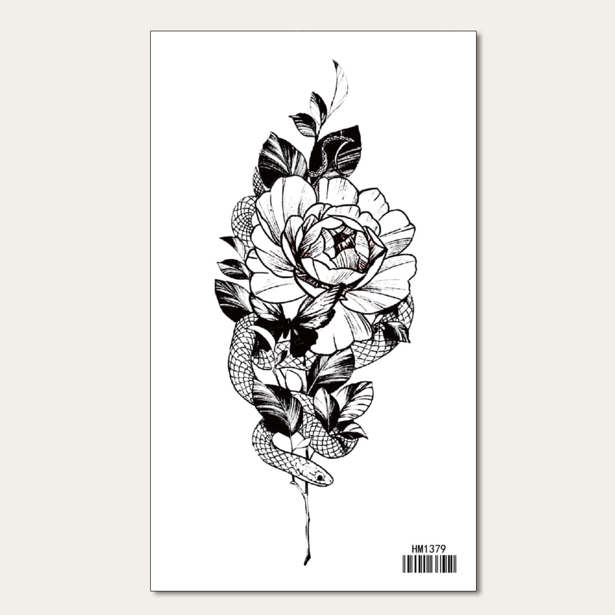 

1sheet Floral Arm Tattoo Sticker, Black