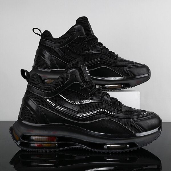 

Men Letter Graphic Mesh Panel Chunky Sneakers, Black
