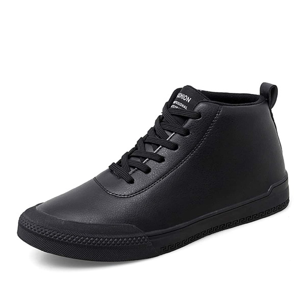 

Men Minimalist Lace-up Front Ankle Boots, Black