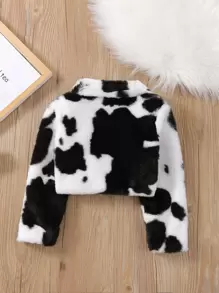 Niñas Cazadora con patrón de vaca de franela - Blanco y Negro - Ver 2