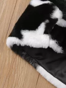 Niñas Cazadora con patrón de vaca de franela - Blanco y Negro - Ver 3