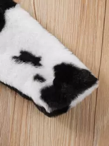 Niñas Cazadora con patrón de vaca de franela - Blanco y Negro - Ver 5