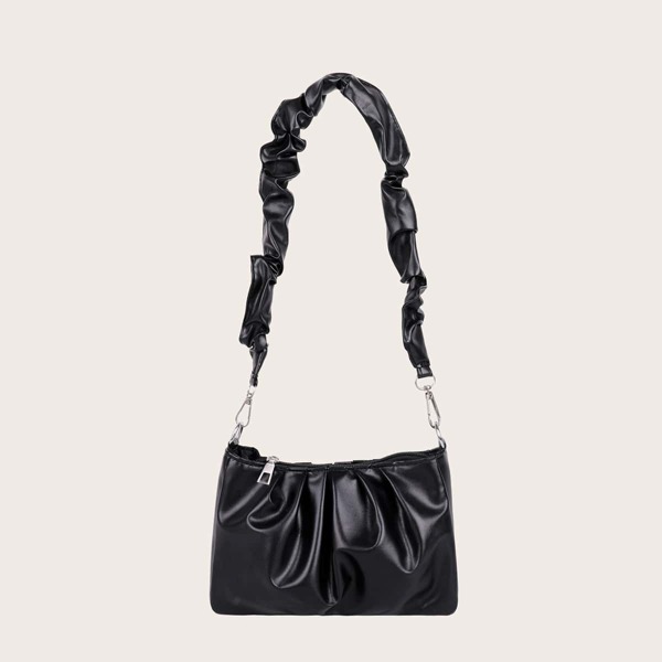 

Girls Minimalist Shoulder Ruched Bag, Black