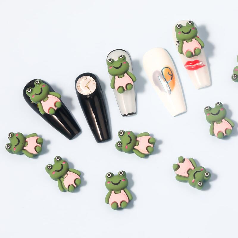 

10pcs Frog Nail Art Decoration, Green