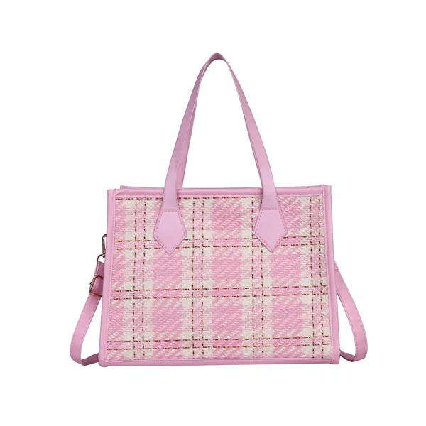 

Plaid Pattern Shoulder Bag, Pink