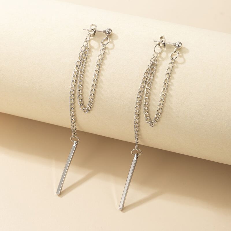

Chain Decor Earrings, Silver